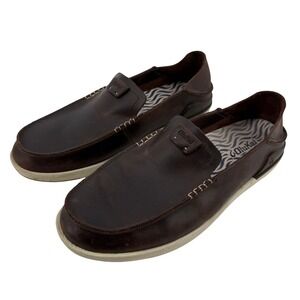 OluKai Kakaha Leather Slip-On Loafer Shoe Dark Java Brown Men 11 10490-4848
